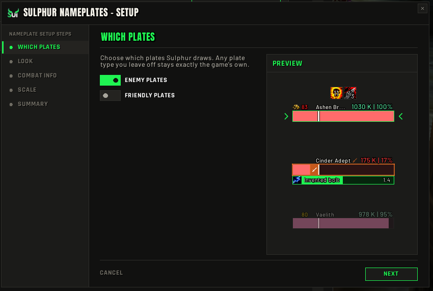 The Nameplates wizard preview showing the execute range.